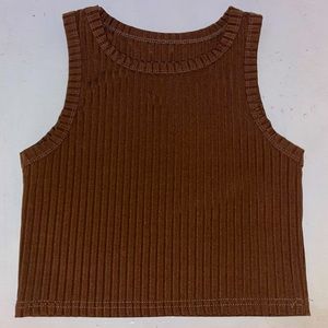 Brown ribbed tank top